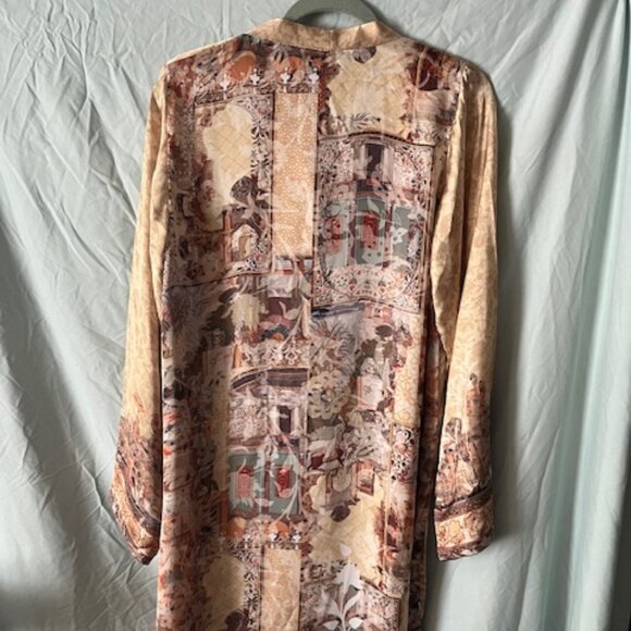 Silk Tunic Artisan Mughal Print Stone & brass buttons Size Large L by SAPPHIRE - Picture 6 of 13